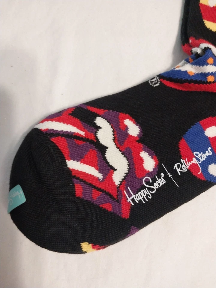 Rolling Stones Lips Happy Socks Crew 黑色袜子男女通用 W 5.5-9.5 M 4.5-7.5 — 第 4/4 张图片