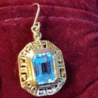 Gorgeous Genuine Blue Topaz Sterling Silver 925 18K over Gold Vermeil Earrings — photo 4