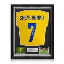Andriy Shevchenko Signed Original Ukraine 2011-13 Football Shirt. Superior Frame