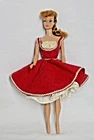 Vtg. 60's Barbie Handmade fashions Red Felt Dress & Frilly Slip (NO DOLL)