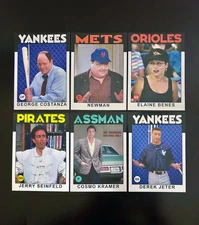 (6) SEINFELD Jerry, George, Elaine, Kramer, Newman, Jeter -Custom Baseball Cards