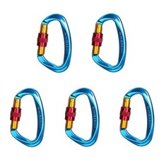 Set of five 25KN Aluminum Carabiner Screw Locking Hook For Climbing Caving