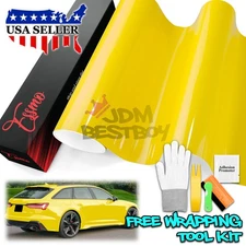 ESSMO PET Super Gloss Lemon Yellow Car Vehicle Vinyl Wrap Decal Gloss Like Paint