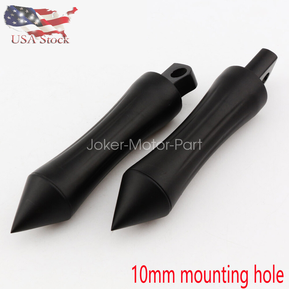 2x Motorcycle Black Spike Foot Pegs Pedal Male Mount For Harley