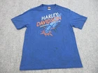 Harley Davidson Shirt Mens Large Blue Motorcycle Bike Biker Spell Out Logo