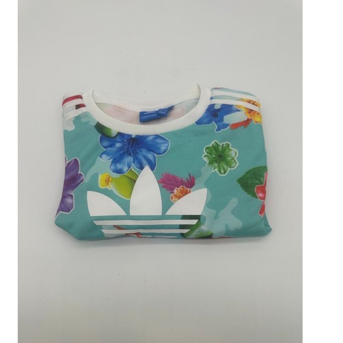 Adidas Florera Hibiscus Top For Women Crew Neck Long Sleeves Sz XL Tres Foil - Picture 2 of 6