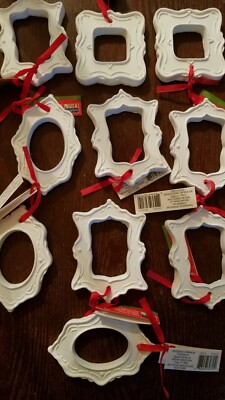 10 Artminds Ready-to-Paint Plaster Ornaments Picture Frames Kids Craft Christmas