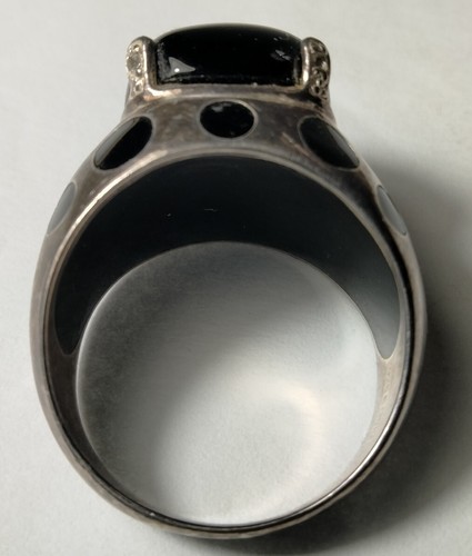 Designer Silver Ladybug Ladies Ring Black Stone - Picture 10 of 11