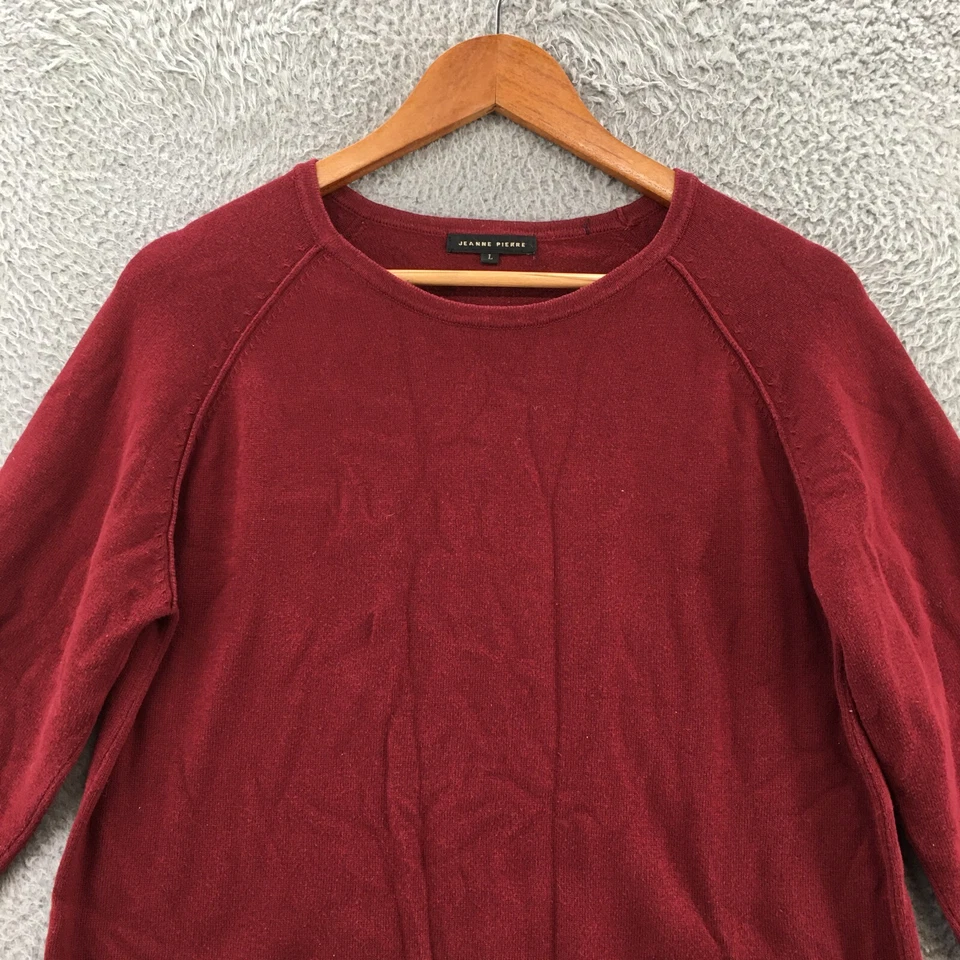 Suéter Jeanne Pierre Mujer L Borgoña Manga Larga Pullover Cuello Redondo Informal Foto 2 de 4