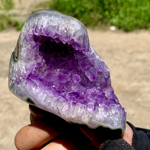 Geoda de amatista natural 290G cuarzo racimo cristal espécimen curación - Imagen 18 de 22