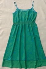 GAP Green Silky Strappy Palm Print Midi Sundress Size Large EUC