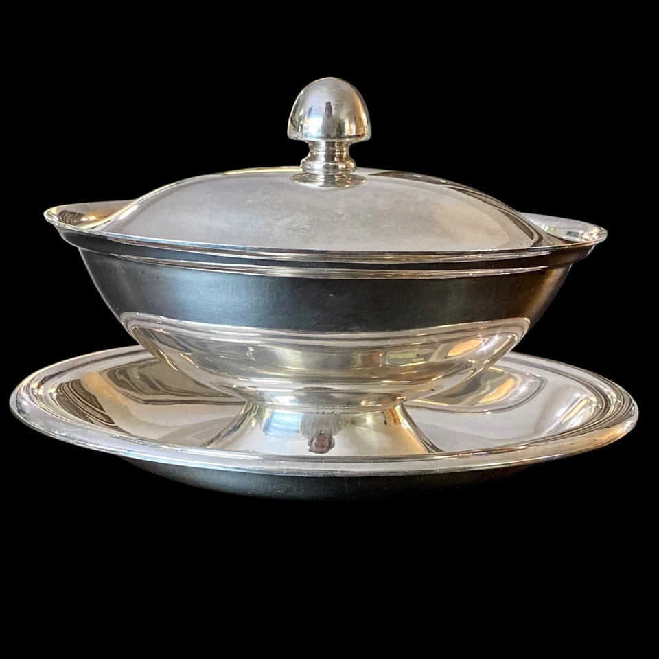 Barco Reed & Barton Gravy com placa inferior 170 Hollowware RDS170 VINTAGE MCM - Imagem 3 de 4