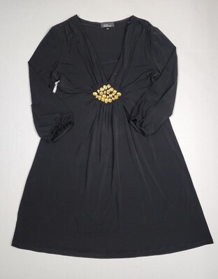 agb black dress Women Casual Size 12, 3/4 Sleeve, Stretch Gem Stones Bling upload-20230726