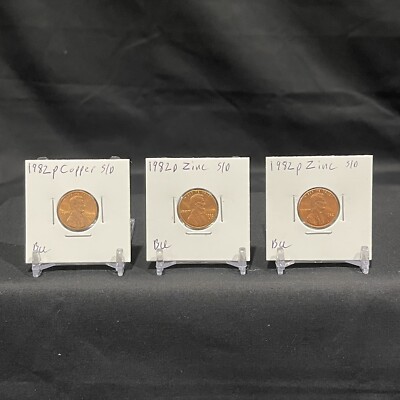 1982 P,D Zinc,Copper Lincoln Cent Complete (SMALL DATE) Set (BU) (3)