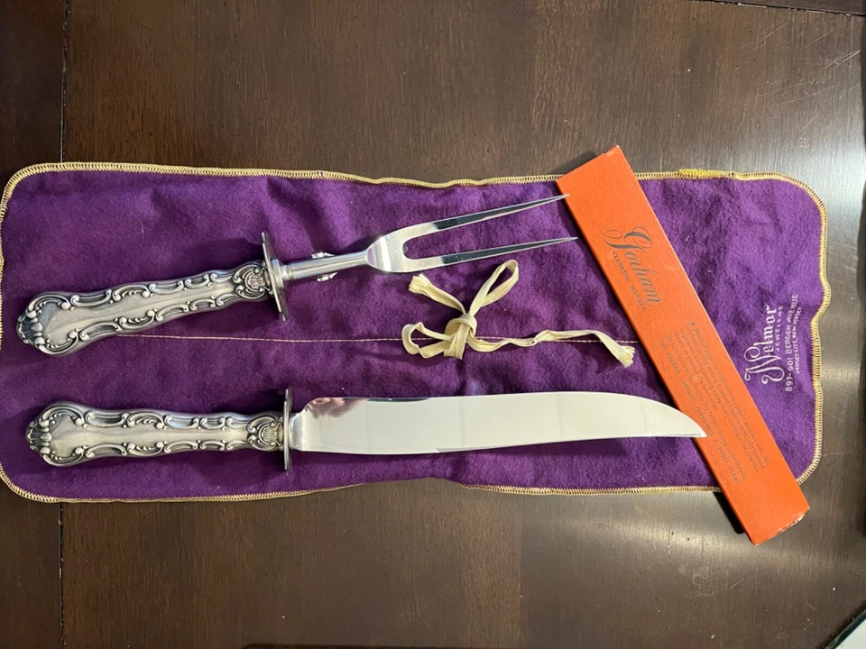 Juego de 2 tallas asadas de plata esterlina Strasbourg by Gorham, vintage NUEVO Foto 2 de 4