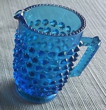 Fenton Mini Creamer Glass Hobnail Blue Colonial Cobalt Pitcher 3"