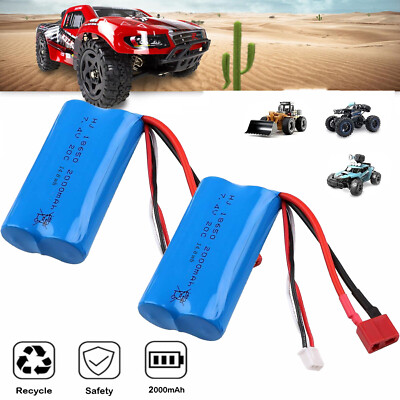 2x 7,4V 2000mAh Li-Ion Akku RC Truck Ersatz-Akku Wiederaufladbarer Batterie DHL
