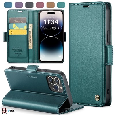 Leather Wallet RFID Blocking Case For iPhone 14 Pro Max 13 12 11 XS XR SE3 8 7 6