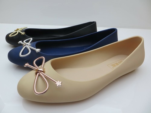 Jelly Ballerina "BRISTOL" Women's Flat Slip On w/Bow - Ann More Shoes - Picture 5 of 12