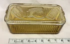 Vintage Yellow Amber Depression Federal  Ribbed Covered Refrigerator Dish 8 x 4