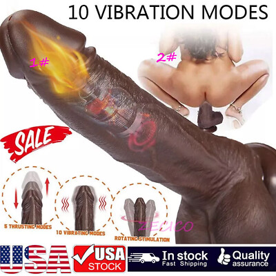 Remote Control Telescopic Realistic Thrusting Vibrator Massage Toys Women Brown