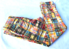 Vintage 1970s Classic patchwork Madras flat front cotton preppy pants size small