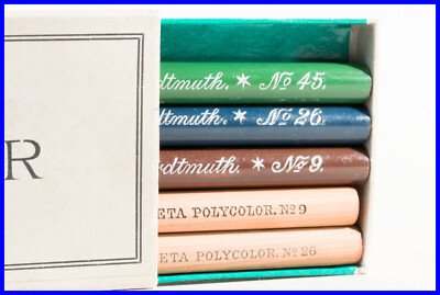 Ancient 1850 L&C Hardtmuth Creta Polycolor 5 Colored Pencils Square Lead