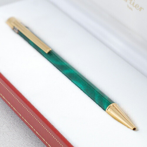 Cartier Must Deux Panthere Green Marble Twist Ballpoint Pen
