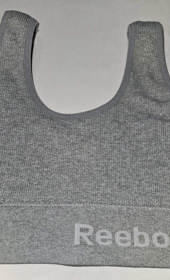 锐步运动文胸女式 S 码希瑟灰色套衫锻炼慢跑跑步者 — 第 4/4 张图片