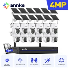 ANNKE 4MP Wireless PT Security IP Camera System Wifi Solar Battery Two Way Audio