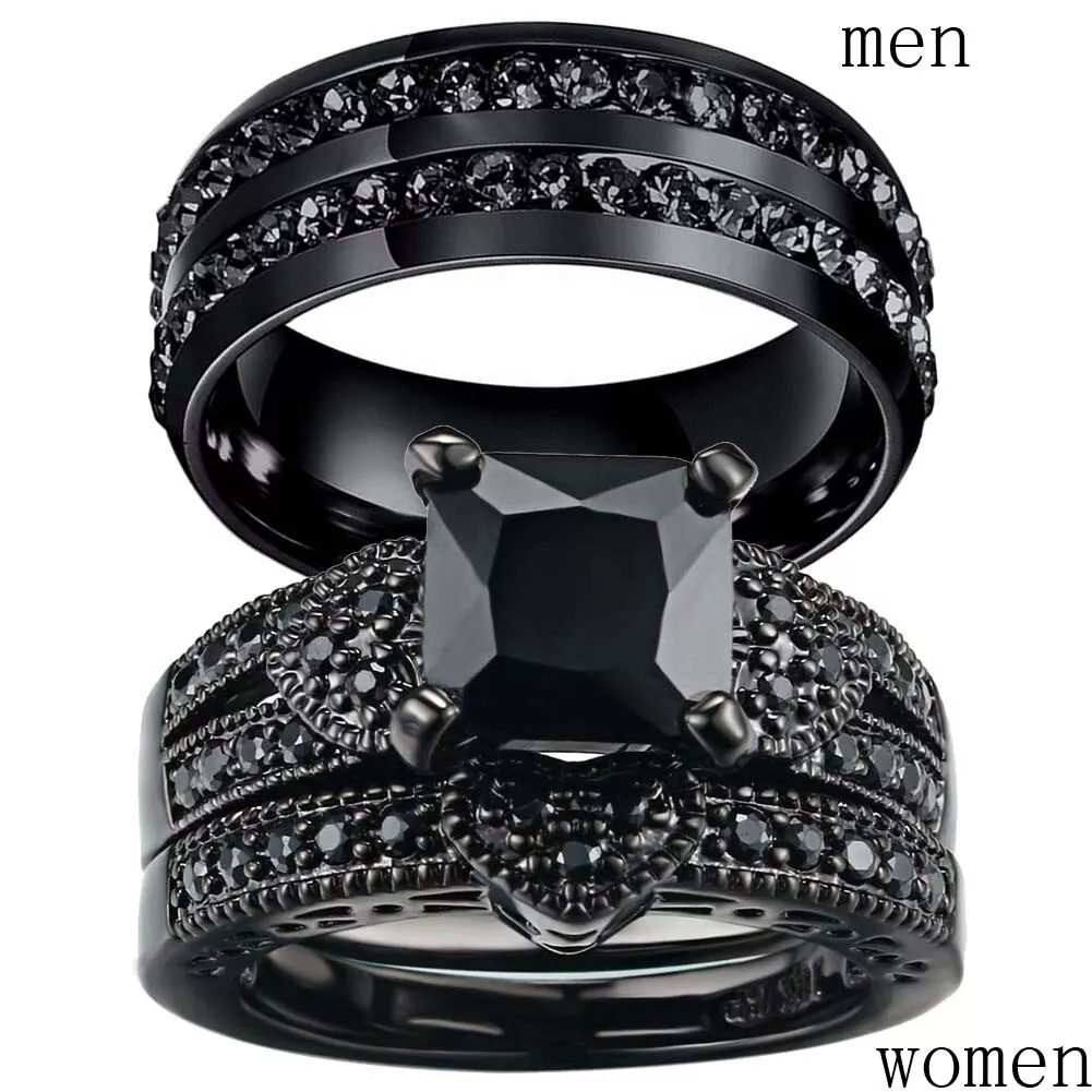 Platinum Couple Rings with Single Diamond Ring for Men & Half Eternity –  Jewelove.US