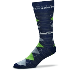 New! Seattle Seahawks NFL Argyle Dress Soft Gray Navy Neon Green Socks OSFM