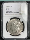 1883-S $ MORGAN SILVER DOLLAR NGC XF45 "RARE DATE"