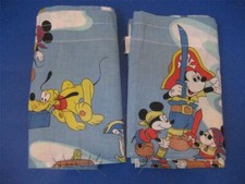 2 Vtg Disney Valance Curtains Frontierland Mickey Mouse 11 x 88 Scrap Craft Tear
