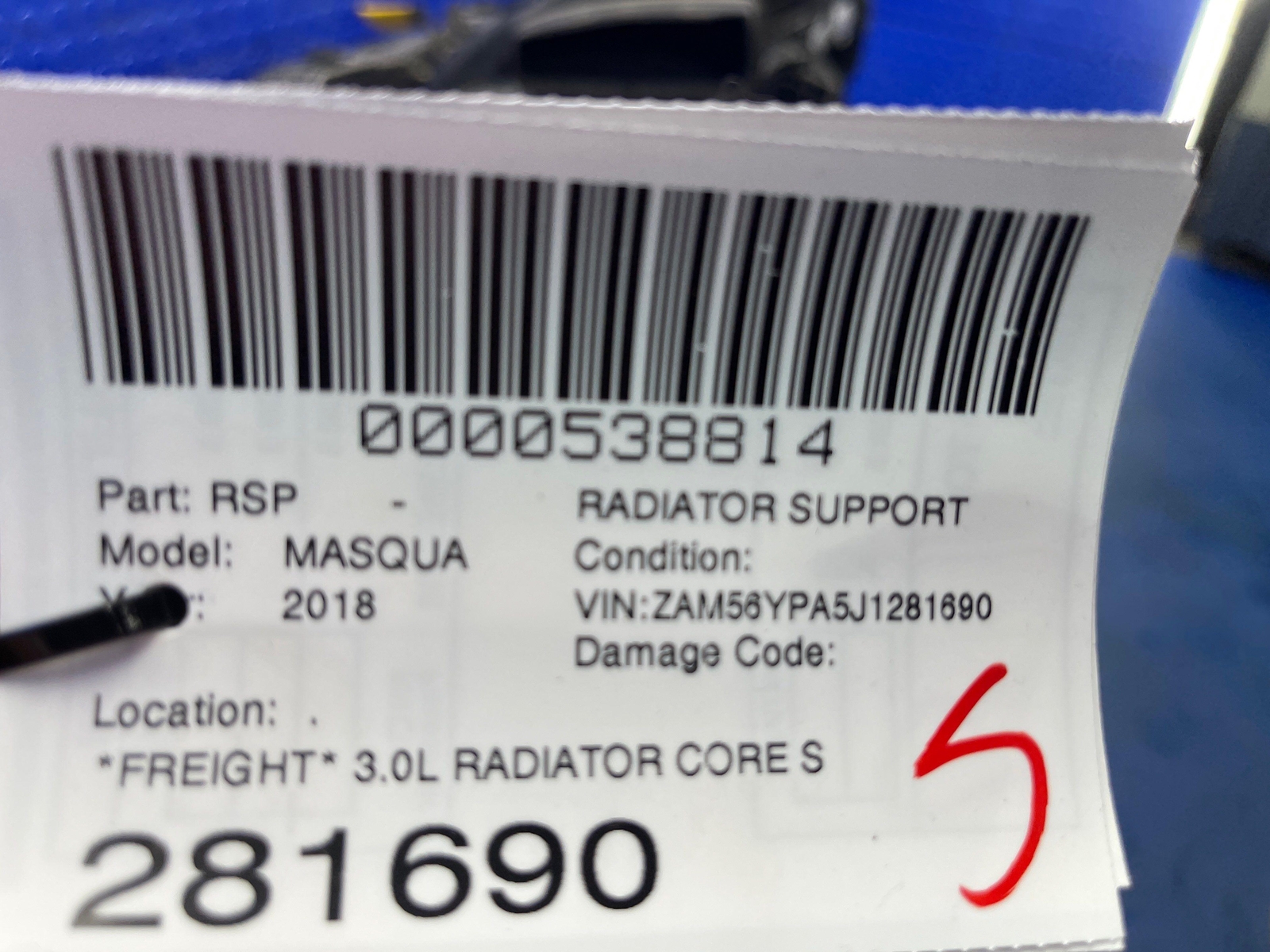 2014-2023 MASERATI QUATTROPORTE 3.0L RADIATOR CORE SUPPORT CONDENSER FAN SHUTTER