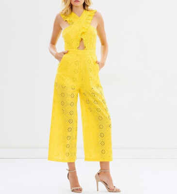 Alice McCall Broderie Limonada Jumpsuit Size Yellow Crossover