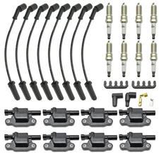 8X Ignition Coil+Spark Plugs+Wires for Chevrolet GMC Cadillac 5.3L 6.2L V8 UF743