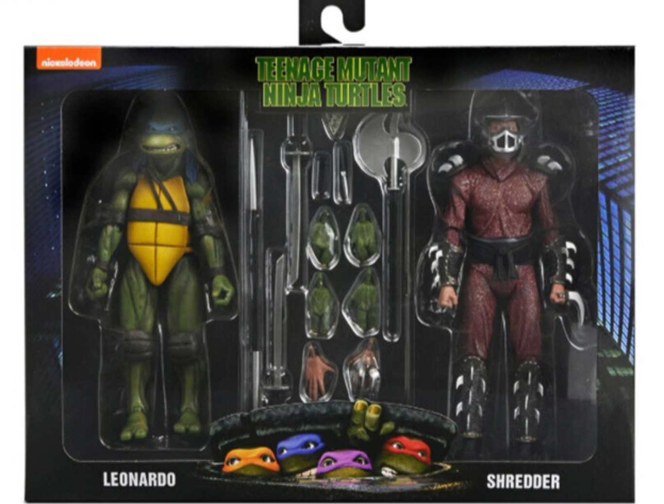 NECA TMNT Leonardo and Shredder 2-Pack Action Figures Teenage Mutant Ninja Turtles