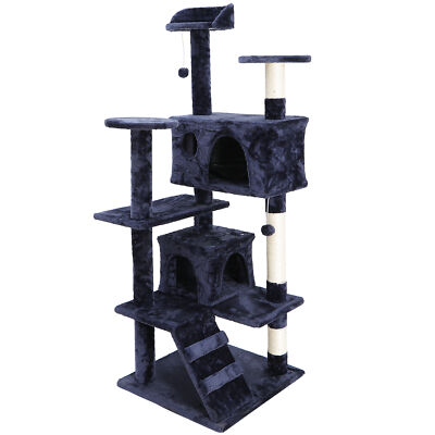 53'' Blue Cat Tree Tower Activity Center Large Playing House Condo for Cat Rest