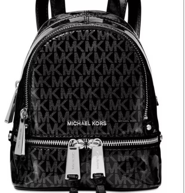 NWT Michael Kors Rhea Zip Signature Glossy Convertible XS ...
