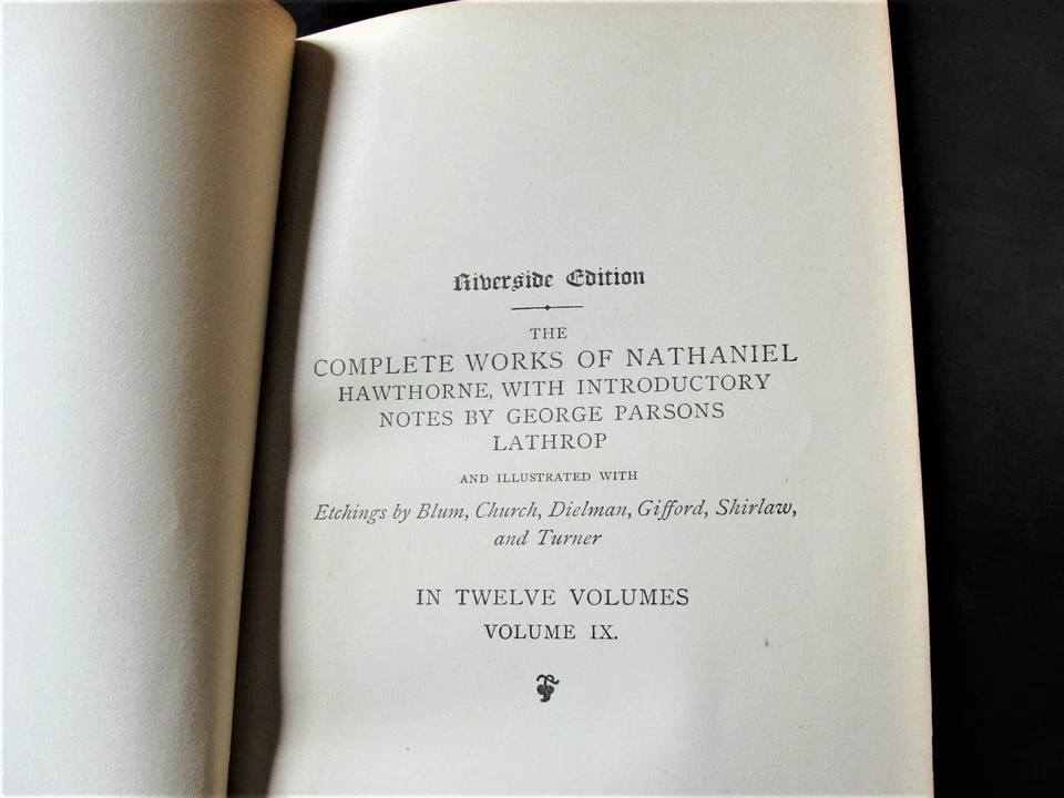 1884 Set of 2 Books- Riverside Edition-Works of Nathaniel Hawthorne-Vol. IX & X. Foto 3 de 4