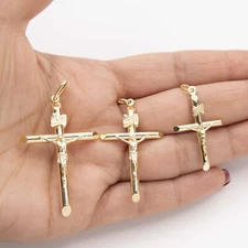 Jesus Crucifix Cross INRI Pendant Real 10K Yellow Gold All Sizes
