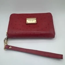 Michael Kors Red Ostrich Wristlet