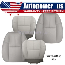 For 2007-2014 Chevy Silverado 1500 2500 Driver Passenger Leather Seat Cover Gray