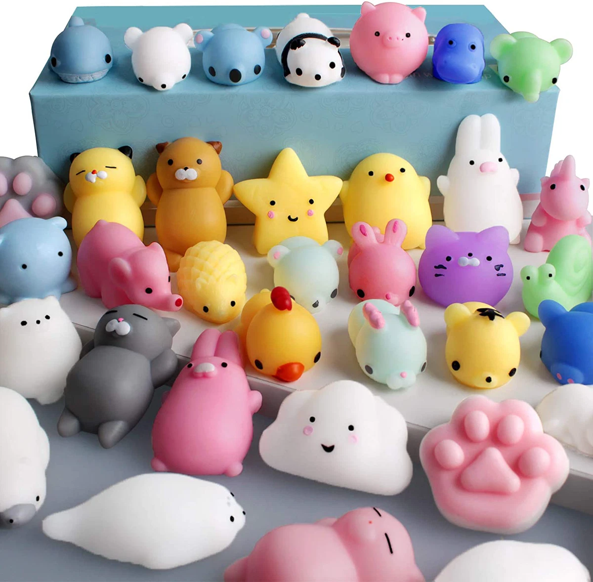 Mochi Squishy Toys 28 Pcs Kids Stress Reliever Soft Touch Mini