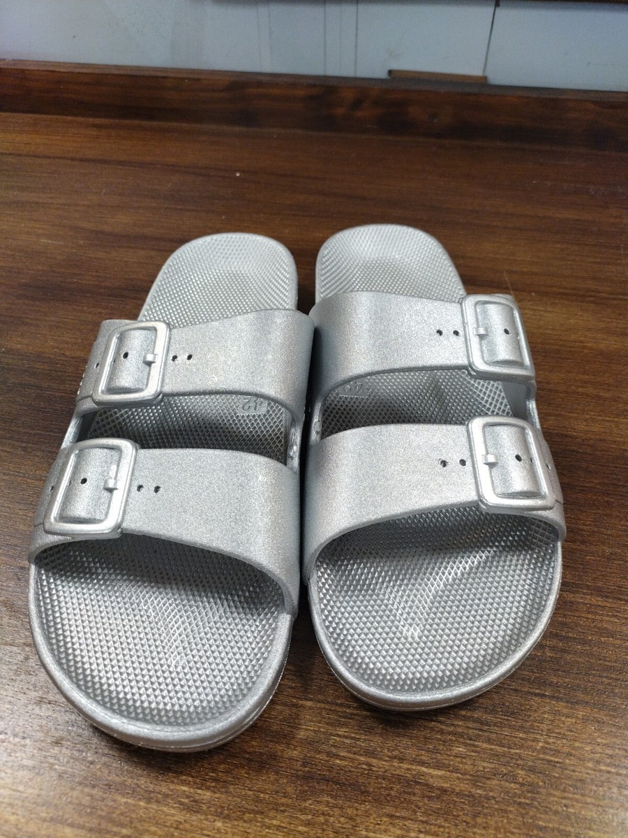 FREEDOM MOSES Faux Dual-Buckle Slide Glitter Sandals 42/43 EU 11