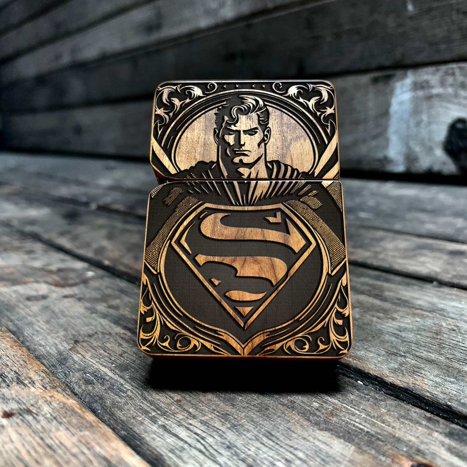 The Silent Guardian &ndash; Engraved Teakwood Lighter, Refillable & Perfect Gift