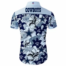 Dallas team cowboy hawaiian shirt, 2024 season, white, tropical leaf