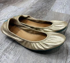 Tieks by Gavrieli Gold Leather Ballet Flats Women’s Size 9 Teal Sole Classic