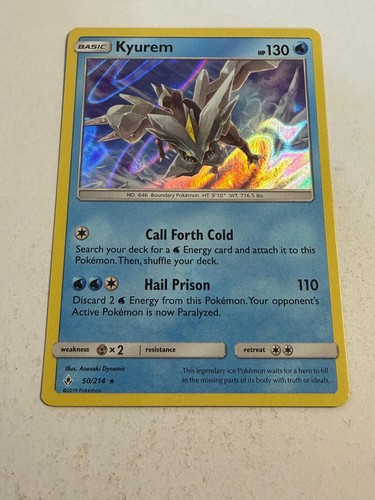 Kyurem 50/214 Holo Rare Unbroken Bonds Pokemon Near Mint